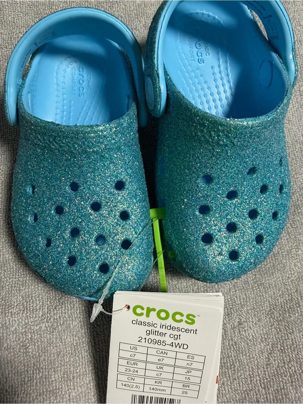 CROCS Kids' Sparkle Clogs - Teal Glitter